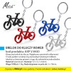BRELOK DO KLUCZY ROWER, kod produktu: AXP V 8430. Klasyczny brelok do kluczy. Wyjątkowy upominek reklamowy! Trwały gadżet z praktyczną zawieszką/metalowym kółkiem. Idealny na firmowy prezent z logo dla miłośników jednośladów. Materiał: aluminium. Rozmiar: 3,5 x 5,7 x 0,4cm. Waga 1000szt: 13kg. Dostępny w 4 wersjach kolorystycznych: srebrny (32), czerwony (05), czarny (03), niebieski (11). Na produkcie wykonujemy dowolne znakowanie reklamowe (w polu około 5x10mm). Cena orientacyjna bez kosztów nadruku: 2,11zł/szt. netto #molaireklama