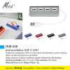 HUB USB, kod produktu: AXP V 3447. Praktyczny rozdzielacz USB 2.0 z 4 portami do ładowania i synchronizacji. Mały, poręczny i bardzo przydatny gadżet reklamowy dla każdego. Rozmiar produktu: 8,9 x 3,5 x 2cm. Materiał: aluminium. Waga 100szt: 7kg. Dostępny w czterech wersjach kolorystycznych: szary (19), granatowy (04), czerwony (05) i czarny (03). Na produkcie wykonujemy dowolne znakowanie reklamowe (w polu około 50x10mm). Cena orientacyjna bez kosztów nadruku: 16,25zł/szt. netto. Zapraszamy! www.molai.pl #molaireklama